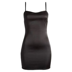 House of CB Pedra Satin Bodycon Mini Dress Black